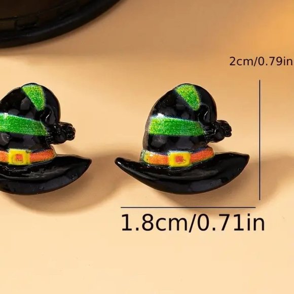 Halloween Earrings Enamel Witch Hat Party Costume Fun Whimsical Scary Stylish - Picture 3 of 3